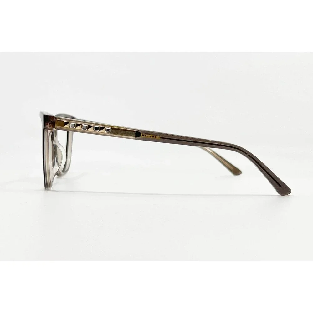 Bebe Eyeglasses Frames Women Gray Brown Cat Eye Studded BB5122 52-16-135